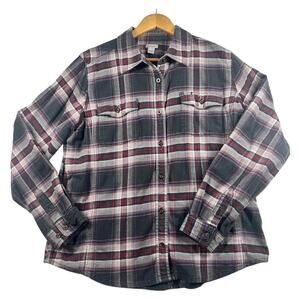 Carhartt Flannel Shirt Women's Size XL (16-18) Brown Plaid Button-up Outdoors